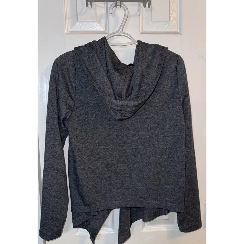 Torrid‎ Open Front Hooded Cardigan Womens 00 Gray Good Stretch Draped Raglan